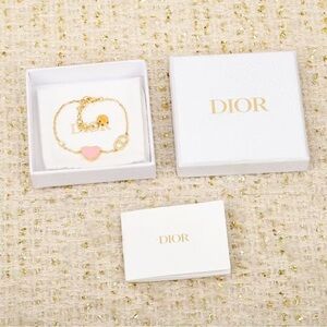 Dior Gold Bracelet with Pink Heart Charm